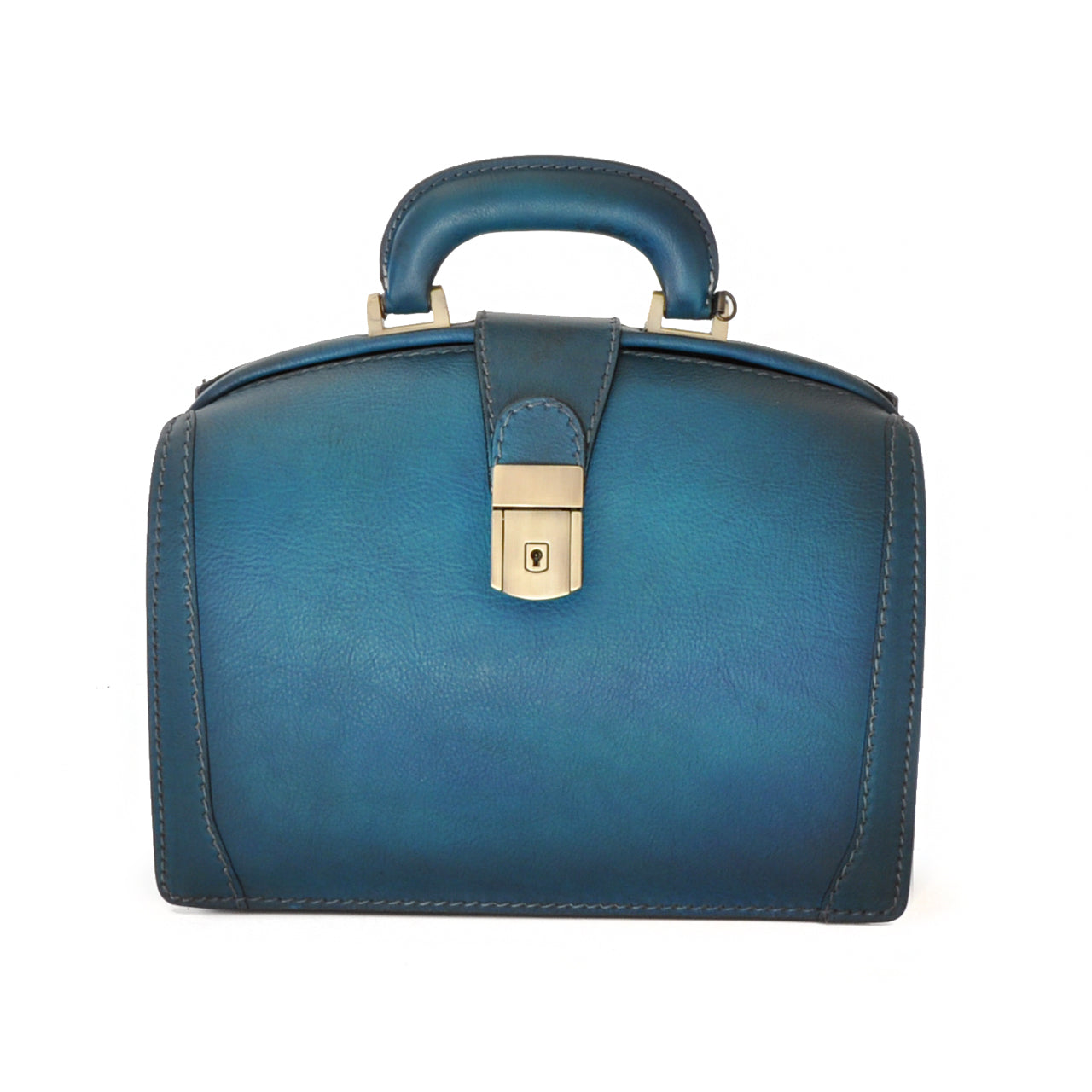 Sac à main Pratesi Miss Brunelleschi en cuir italien tanné végétal - Bleu