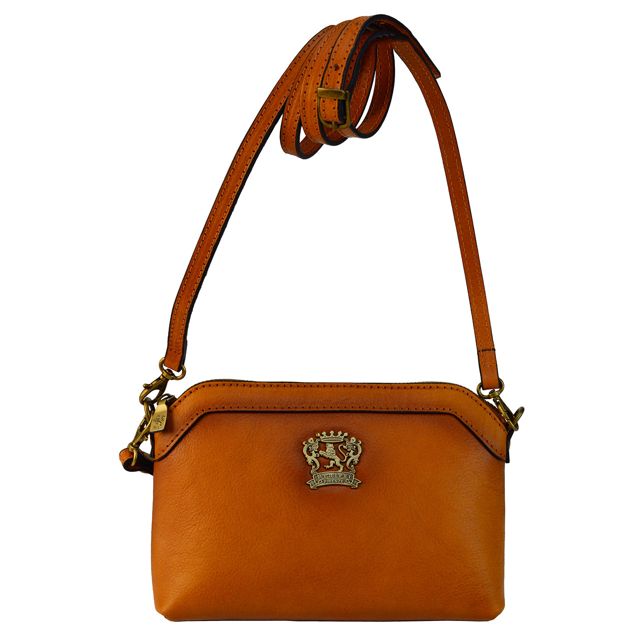 Bolsa transversal Pratesi Chiena B533 em couro legítimo - Preta