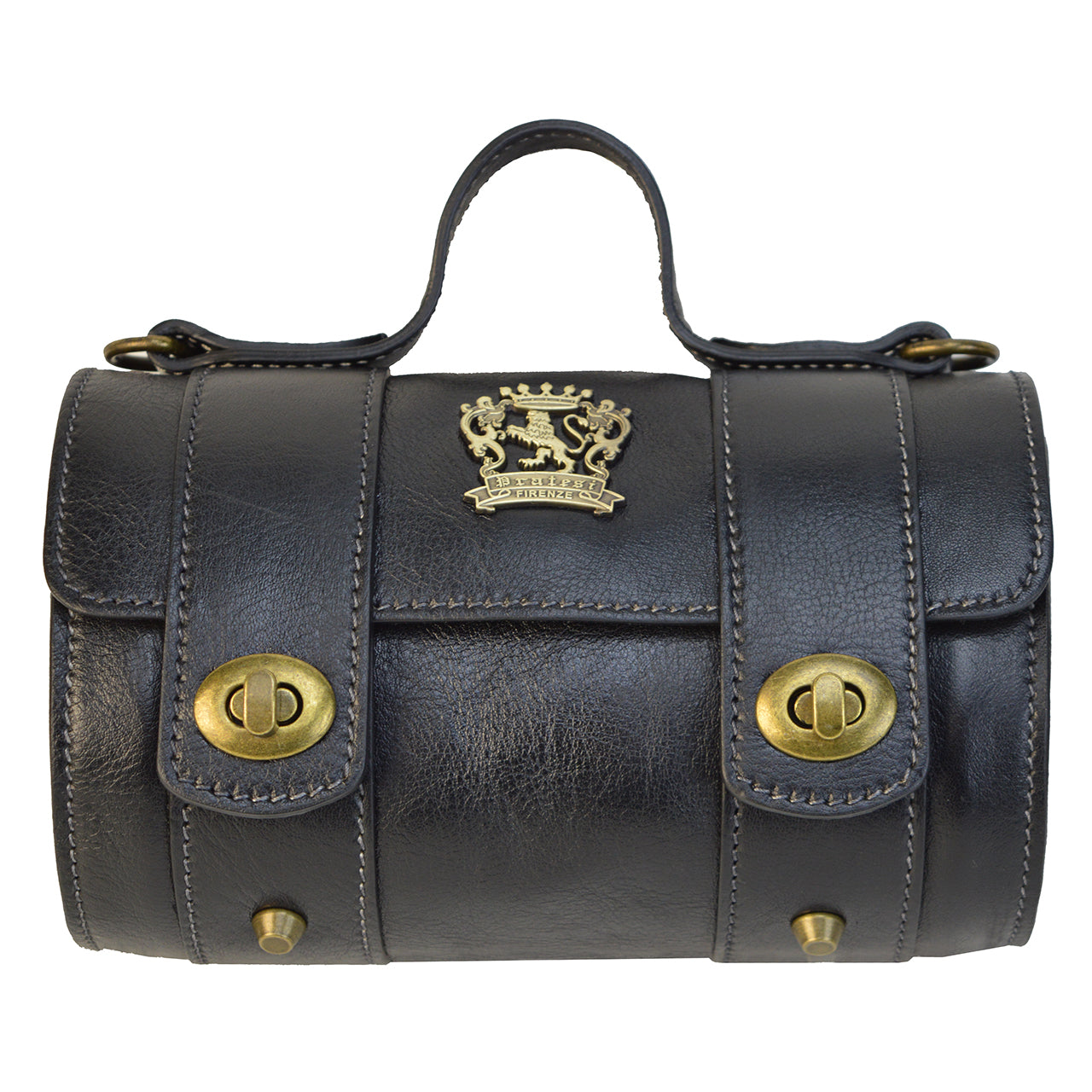Sac à Main PRAGUE En Daim Noir Et Cuir Verni - Taille Moyenne - Bandoulière 8.5" - Neuf Sans Étiquette