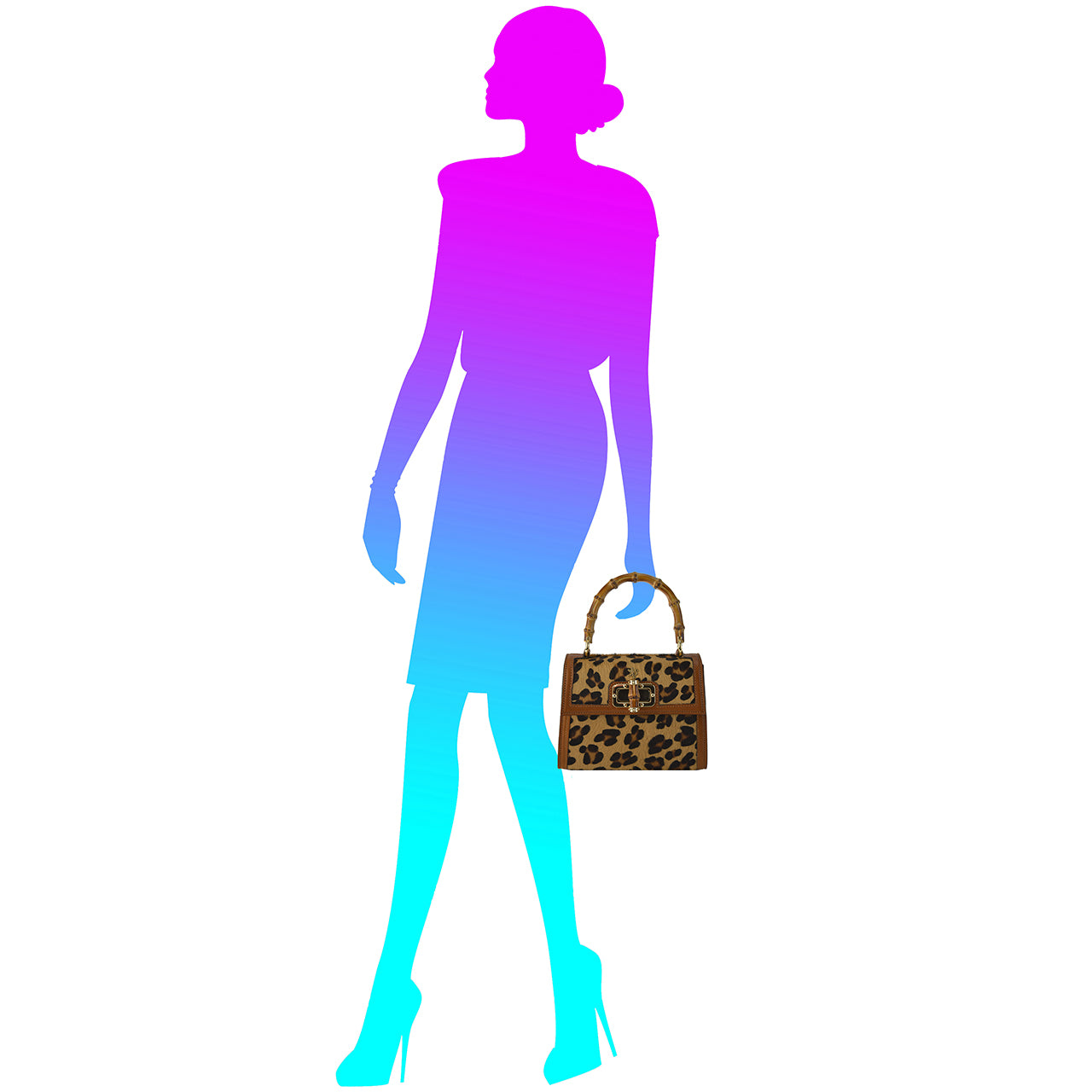 Pratesi Castalia C298/20L Lady Bag in genuine leather - Leopardo Cognac