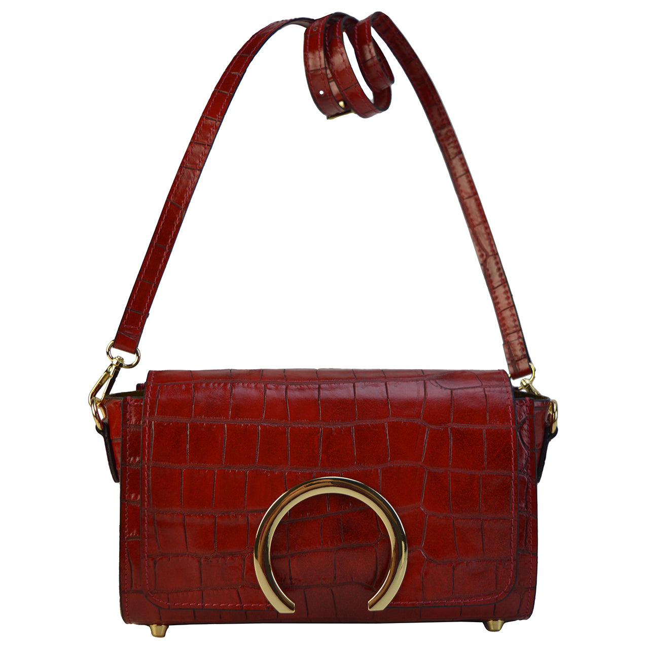 Pratesi Portovenere Bag in genuine Croco-Embossed Leather - Cognac