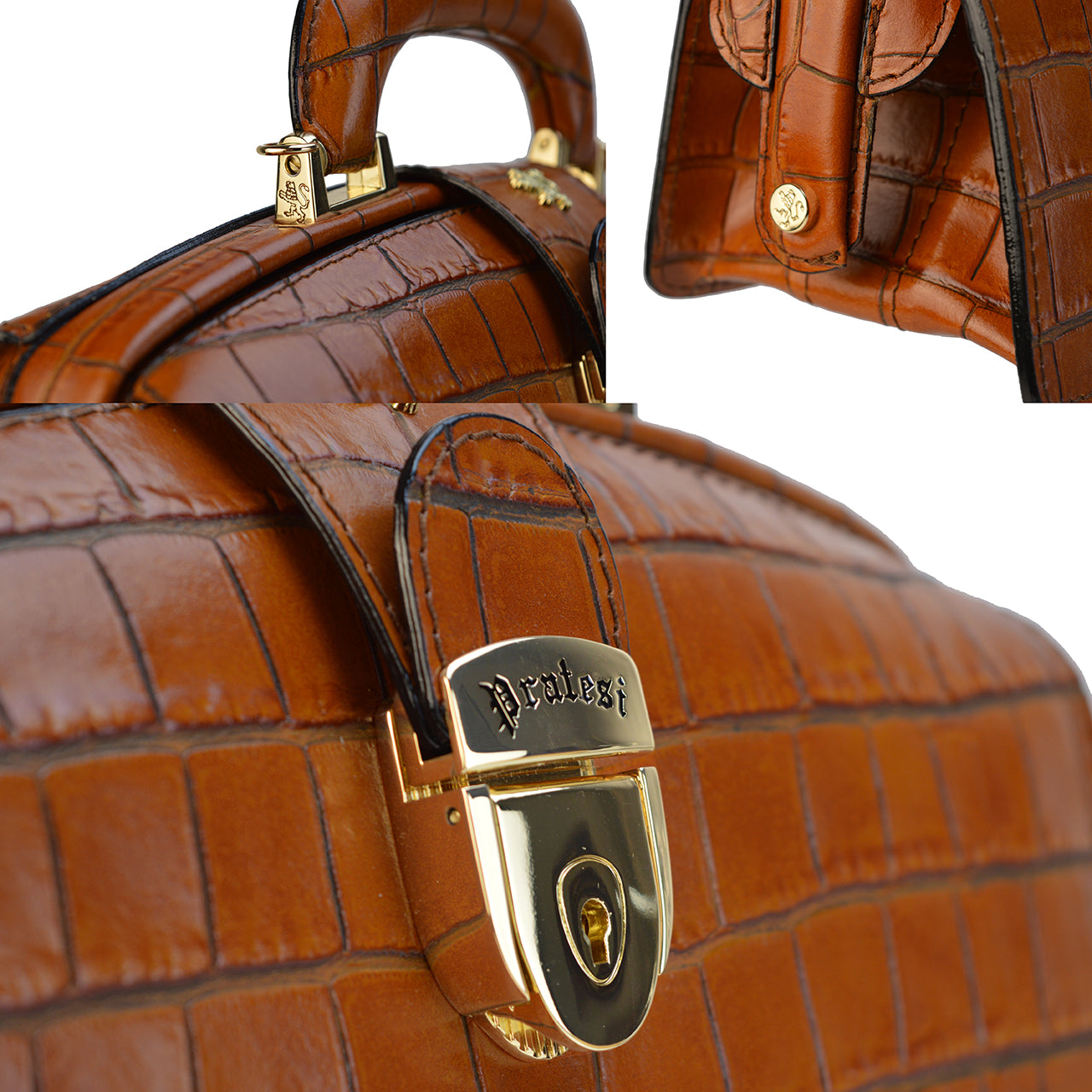 Pratesi Lady Brunelleschi Woman Bag in Italian Croco-Embossed Leather - Pink