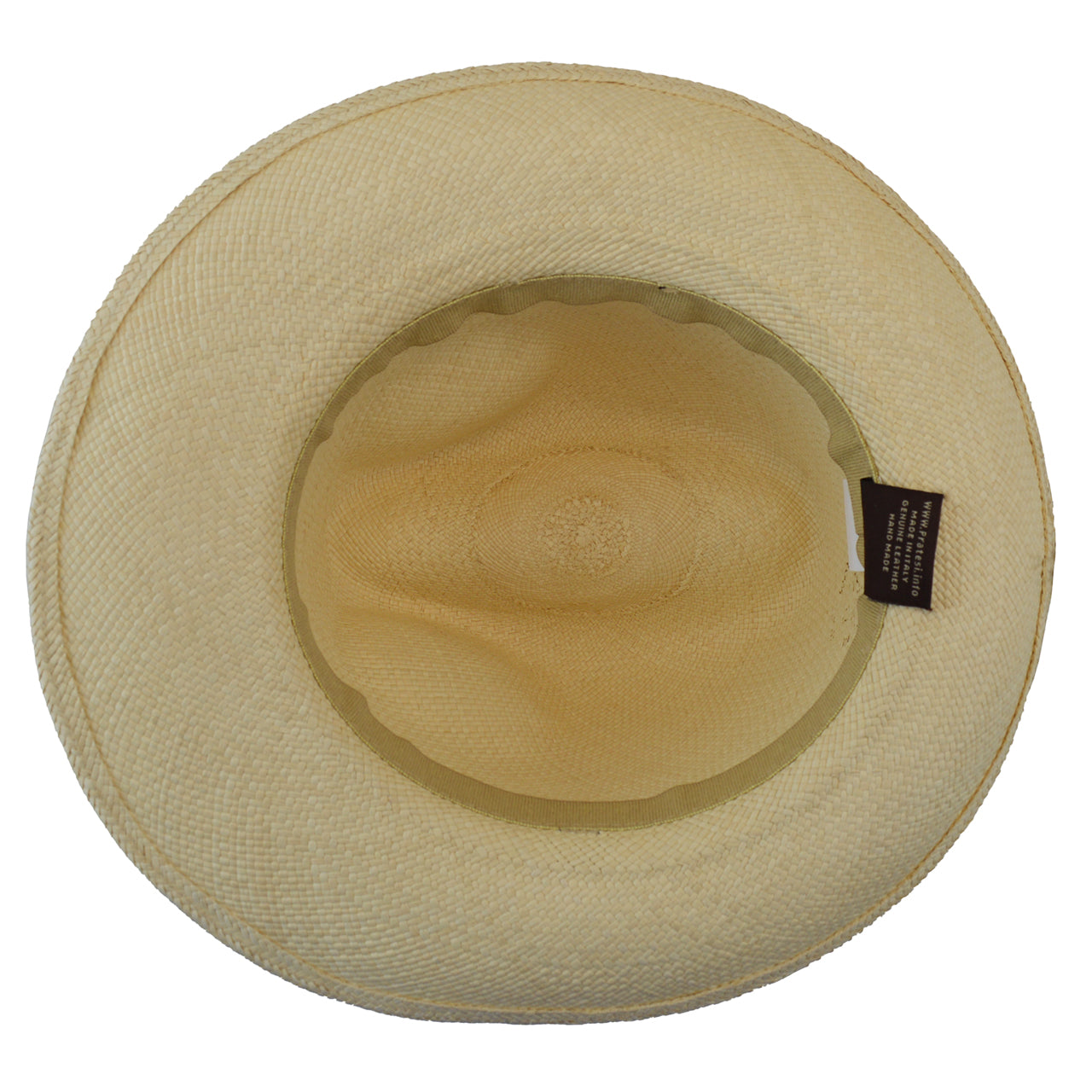 Pratesi Panama Hat for Men SCO204/P - Size S/M Genuine Leather Cognac Trim