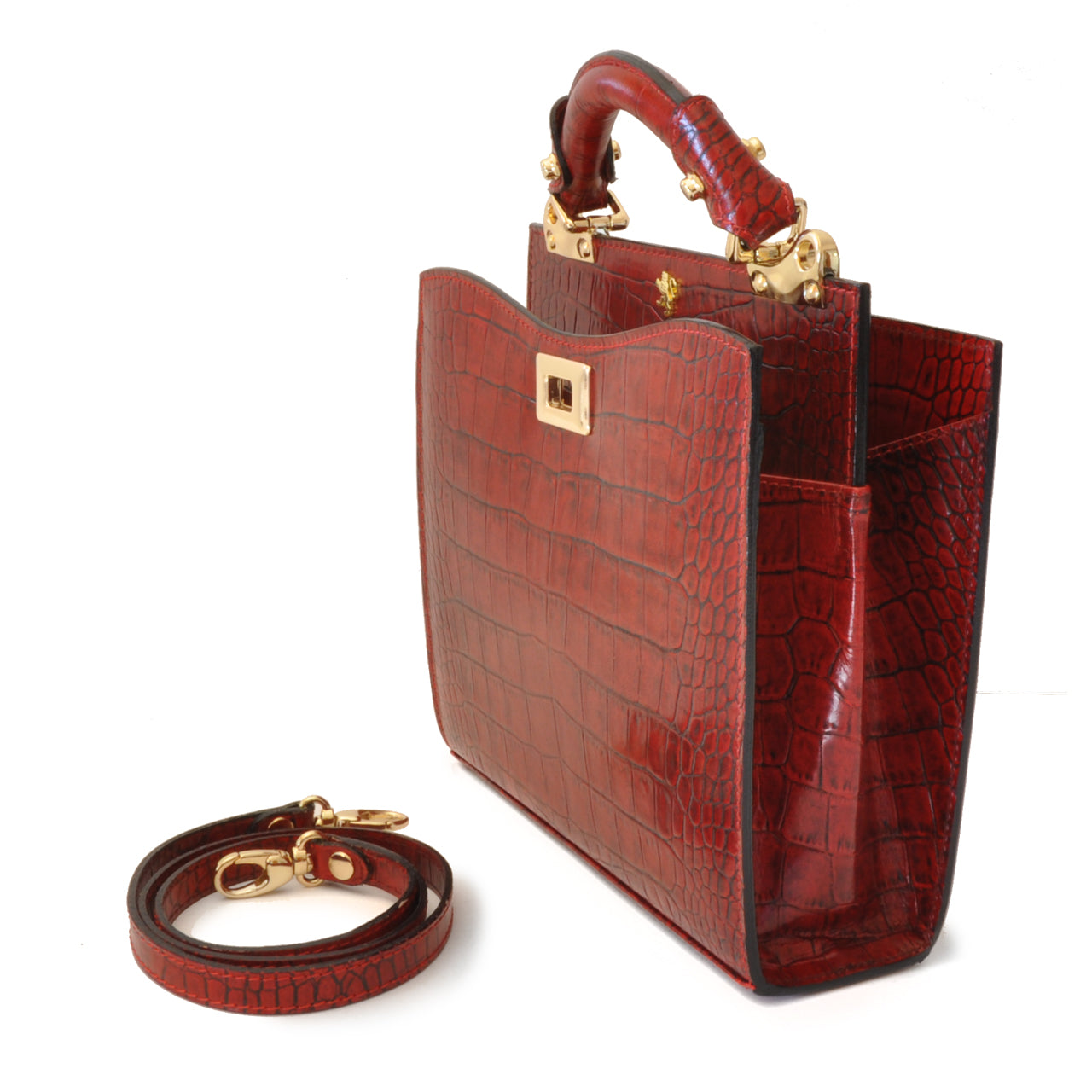 Sac à main Pratesi Anna Maria Luisa de' Medici Small King Lady en cuir italien véritable