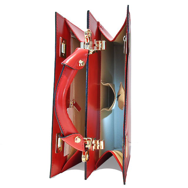 Bolsa feminina média Pratesi Anna Maria Luisa de' Medici em couro italiano genuíno - Brunelleschi Leather Black