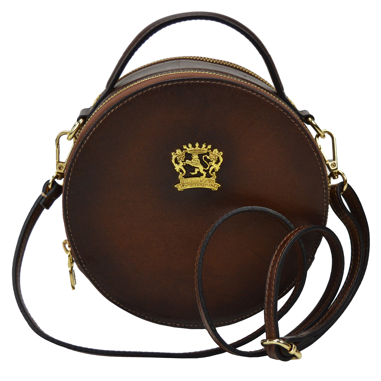 프라테시 트로기 T188 토트백, 이탈리아산 천연 가죽 - 식물성 태닝 처리된 갈색 가죽