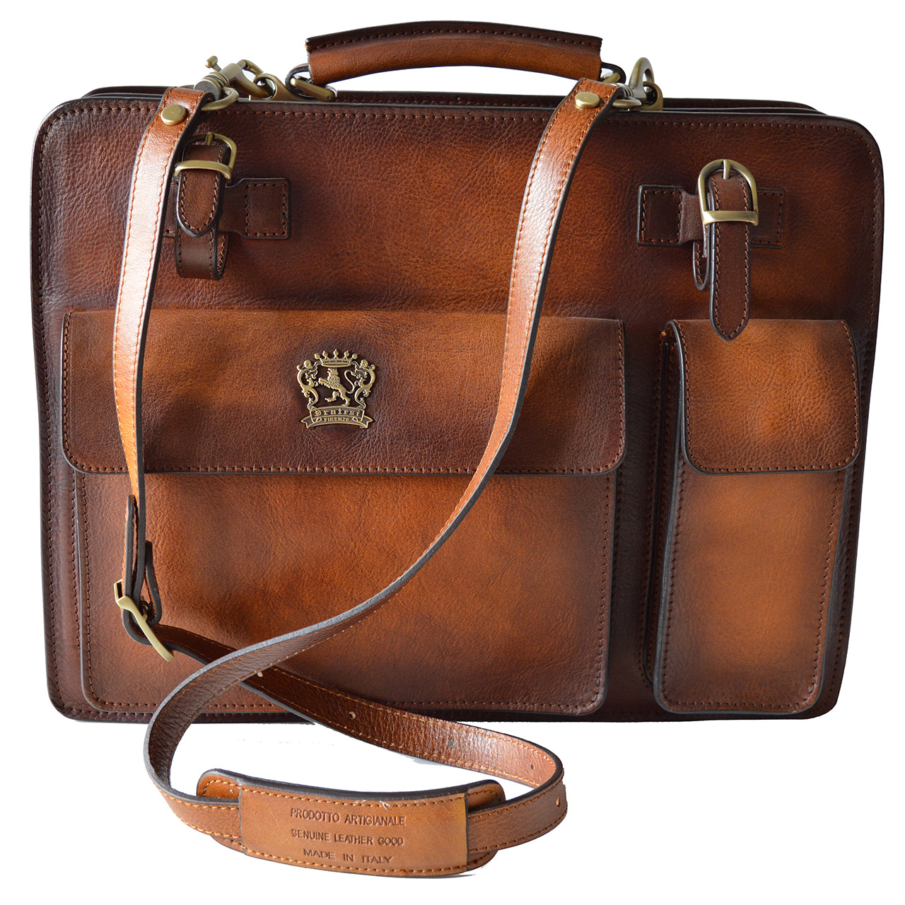 Pratesi Business Bag Milano Big in Italian Vegetable Dyed Leather - Cognac - SALE!