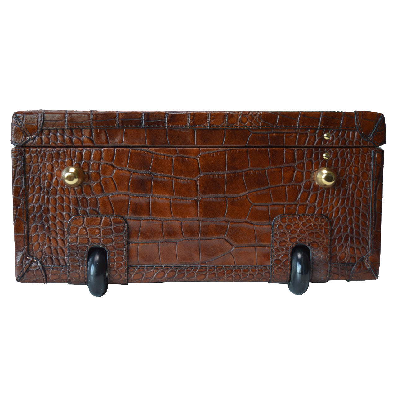 Sac de voyage Pratesi Diligenza en cuir italien véritable - Cuir façon croco couleur cognac