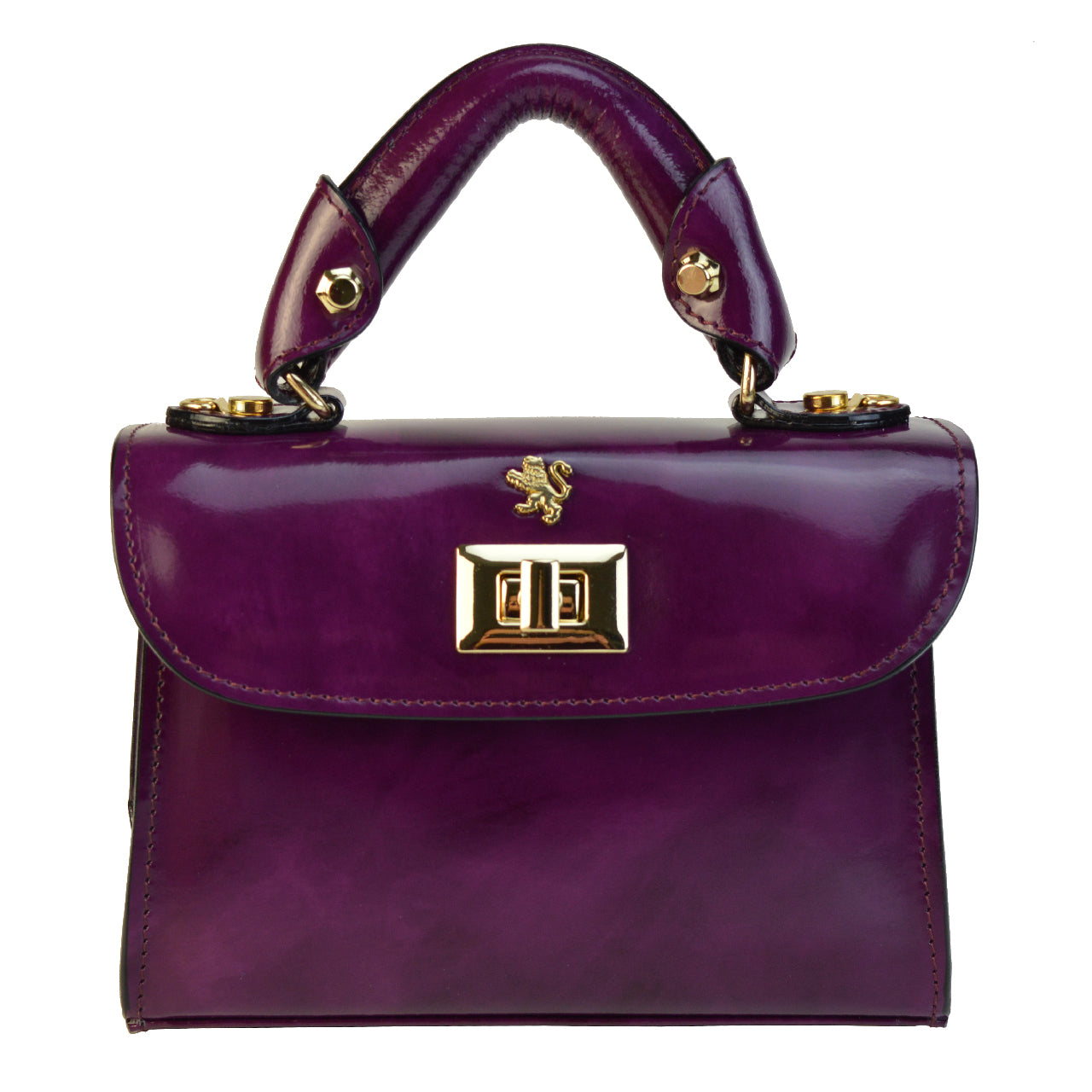 イタリア製本革 Pratesi Lucignano スモール ハンドバッグ - Brunelleschi Leather Violet