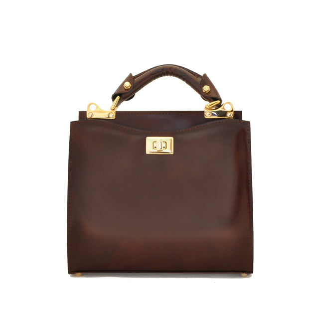 Pratesi Anna Maria Luisa de' Medici Medium Lady Bag in genuine leather - Brunelleschi Coffee - SZN