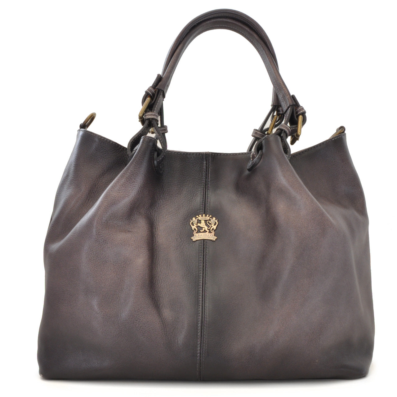 Pratesi Collodi Italian Women's Handbag in Vegetable-Dyed Leather - Grey