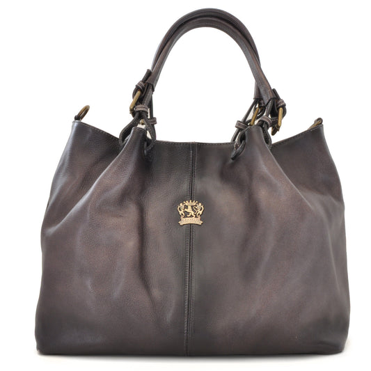 Pratesi Collodi Italian Women's Handbag in Vegetable-Dyed Leather - Grey