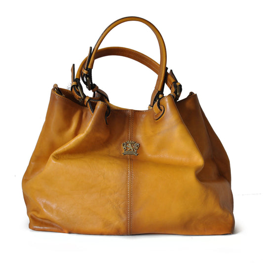 Pratesi Collodi Italian Women's Handbag in Vegetable-Dyed Leather -  Mustard