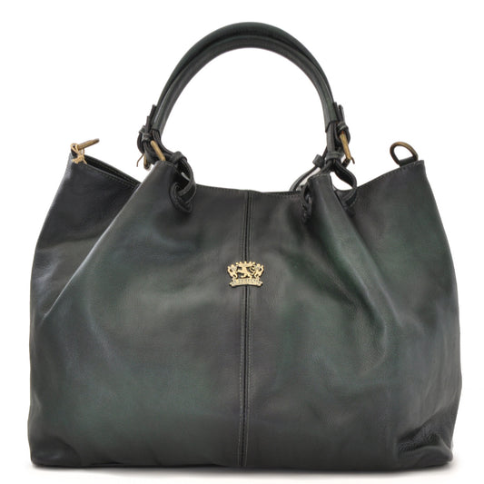 Pratesi Collodi Italian Women's Handbag in Vegetable-Dyed Leather -  Dark Green