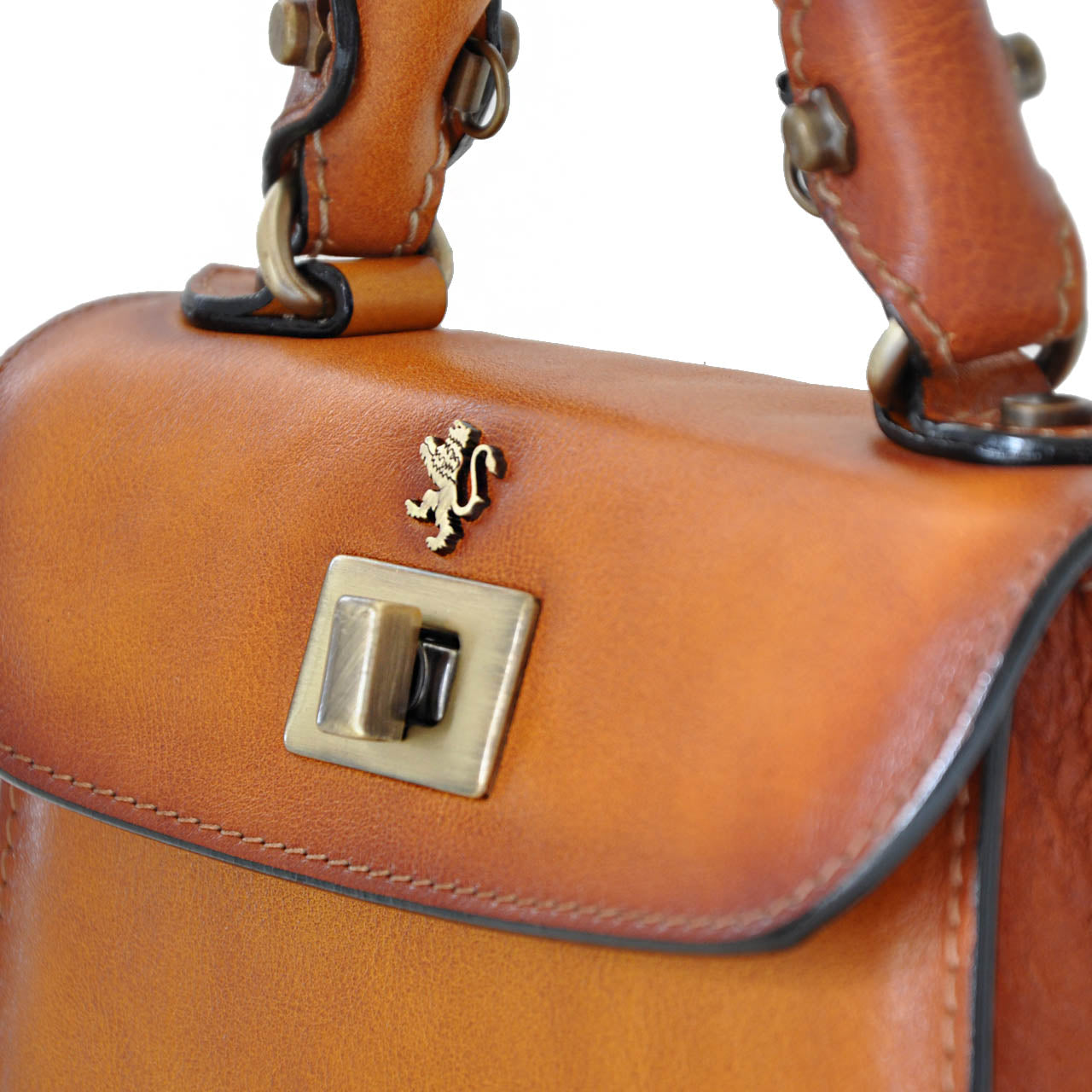 Bolso de mano Pratesi Lucignano Small Bruce en cuero de vaca - Bruce Cognac