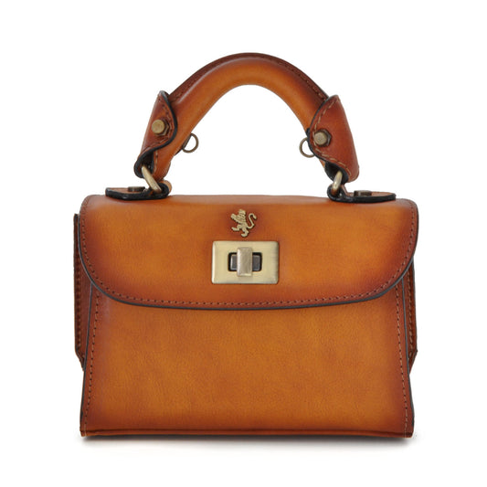 Bolso de mano Pratesi Lucignano Small Bruce en cuero de vaca - Bruce Cognac