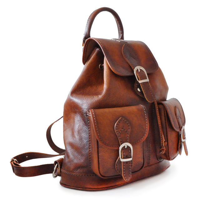 Pratesi Backpack Caporalino  in Italian Vegetable Dyed Leather - Blue
