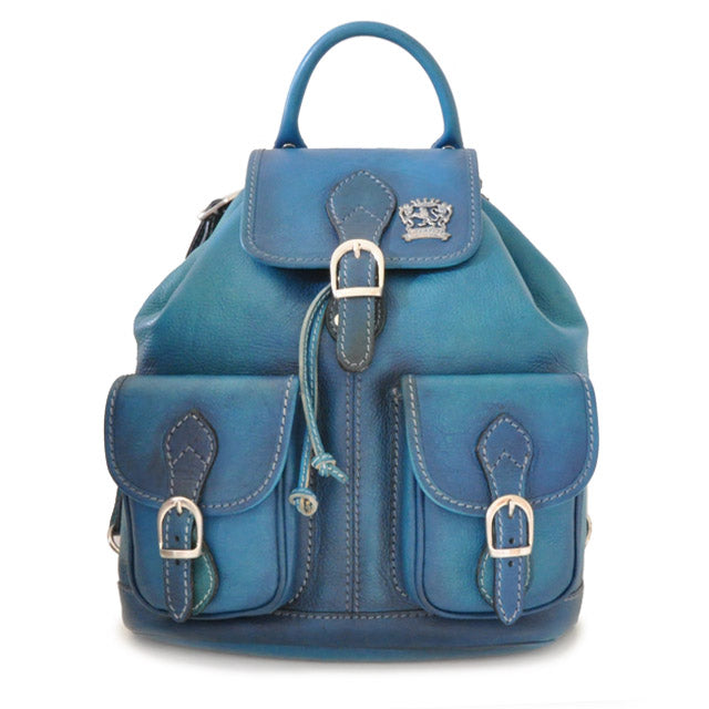 Pratesi Backpack Caporalino  in Italian Vegetable Dyed Leather - Blue