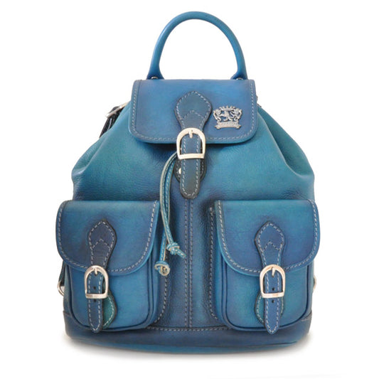 Pratesi Backpack Caporalino  in Italian Vegetable Dyed Leather - Blue