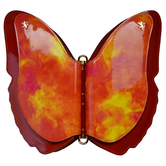 Pratesi Farfalla Backpack V383/CH in Genuine Italian Patent Fusion Leather - Orange