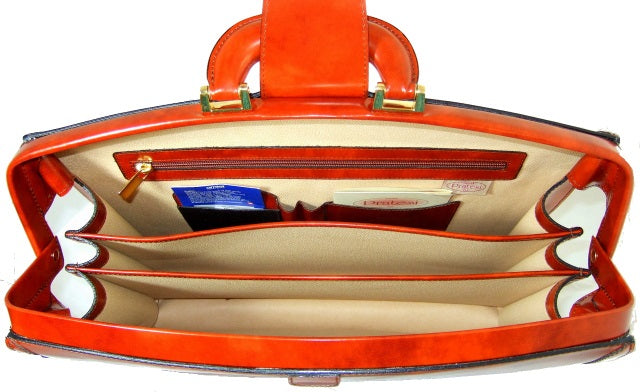 Pratesi Brunelleschi Briefcase in cow leather - Radica Orange