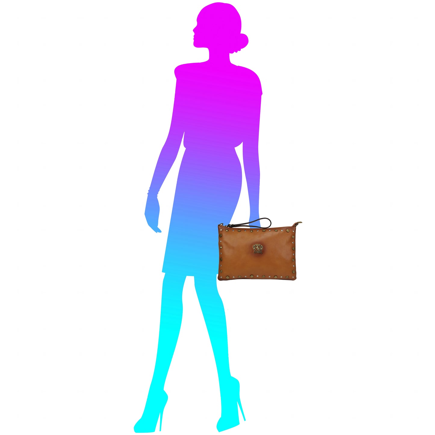 Clutch Pratesi Montebonello em couro tingido com corantes vegetais - Azul