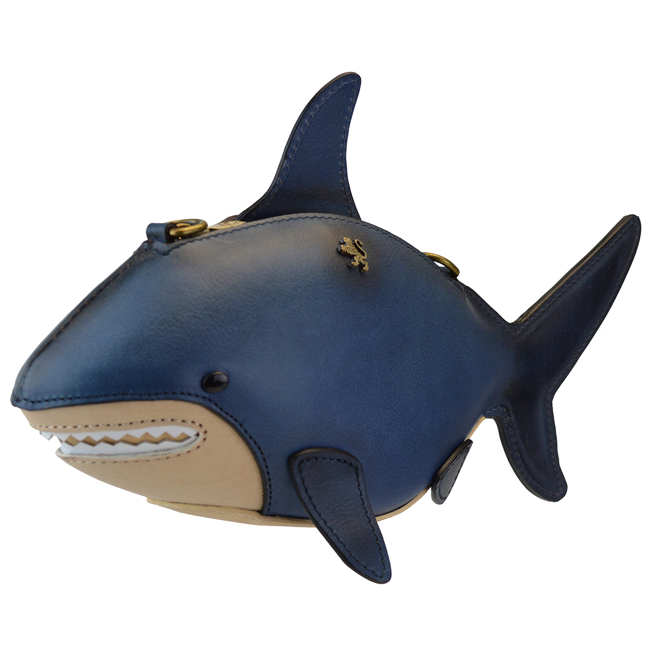 Pratesi Shark, CrossBody Bag B222 in Full Grane Leather - Bruce Bleu - LQE2