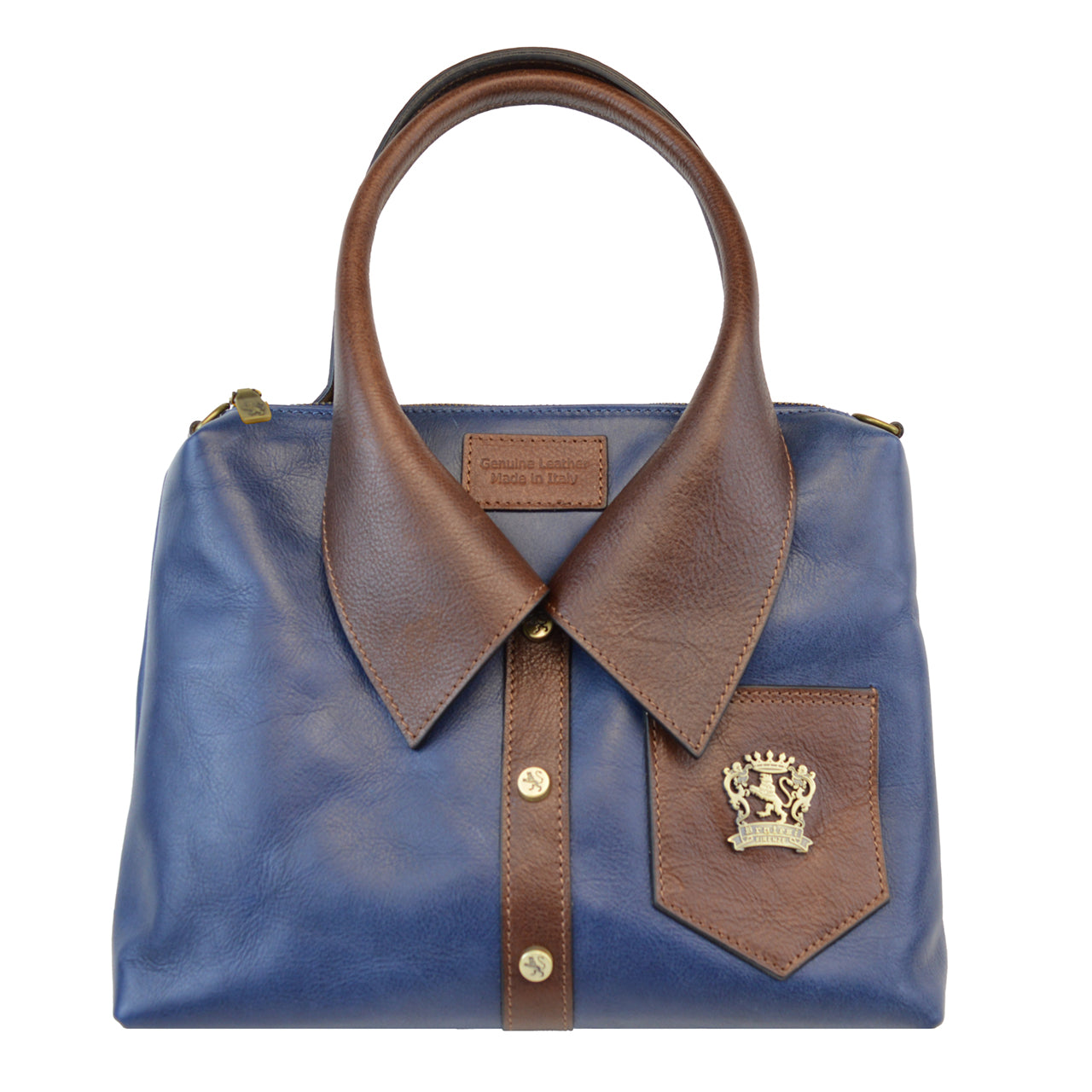 Bolsa Pratesi Camicia em couro italiano tingido com corantes vegetais - Azul