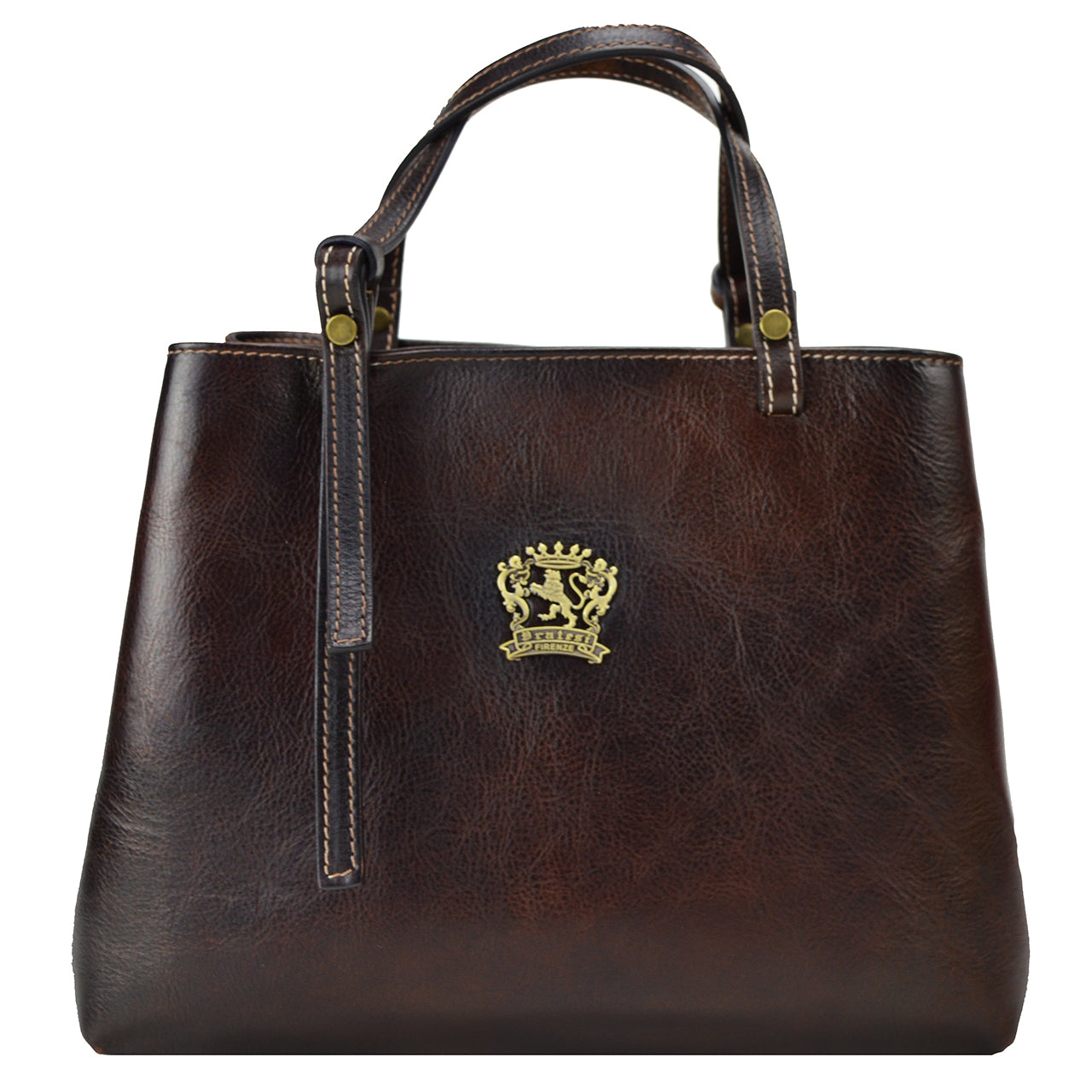 Pratesi Camperiti Ladies Handbag in Genuine Italian Vegetable Dyed Leather - Coffee