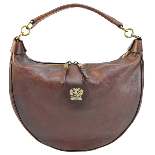 Pratesi Mezzaluna Big Woman Bag in genuine Italian vegetable-dyed leather - Coffee