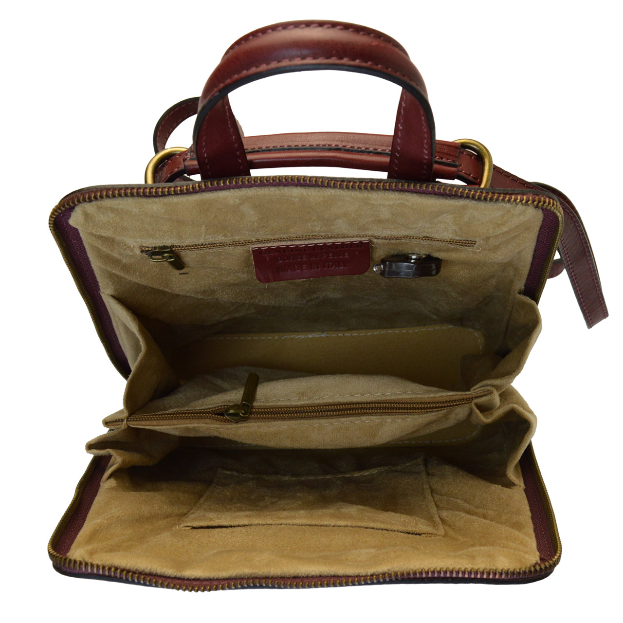 Pratesi Todi Transformable Backpack in genuine Italian vegetable-dyed leather