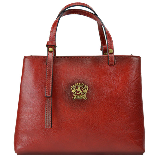 Pratesi Camperiti Ladies Handbag in Genuine Italian Vegetable Dyed Leather - Cherry