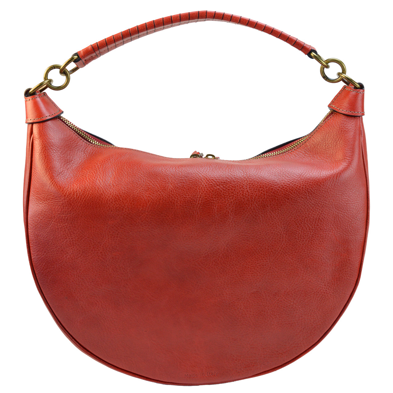 Pratesi Mezzaluna Big Woman Bag in genuine Italian vegetable-dyed leather - Coffee
