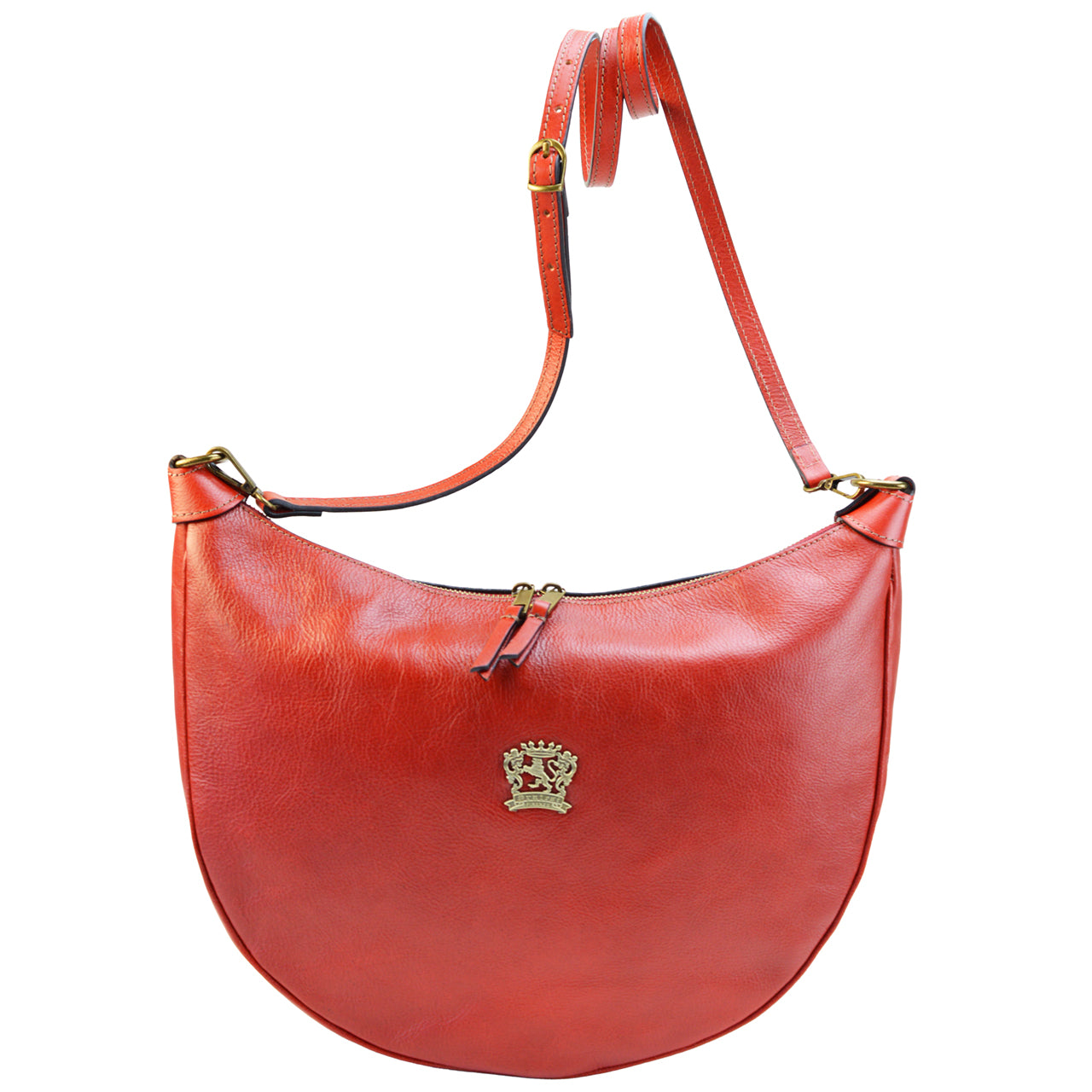 Pratesi Mezzaluna Big Woman Bag in genuine Italian vegetable-dyed leather - Coffee