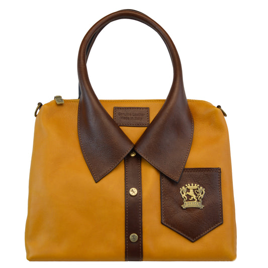 Pratesi Camicia Handbag in Vegetable-Dyed Italian Leather - Cognac
