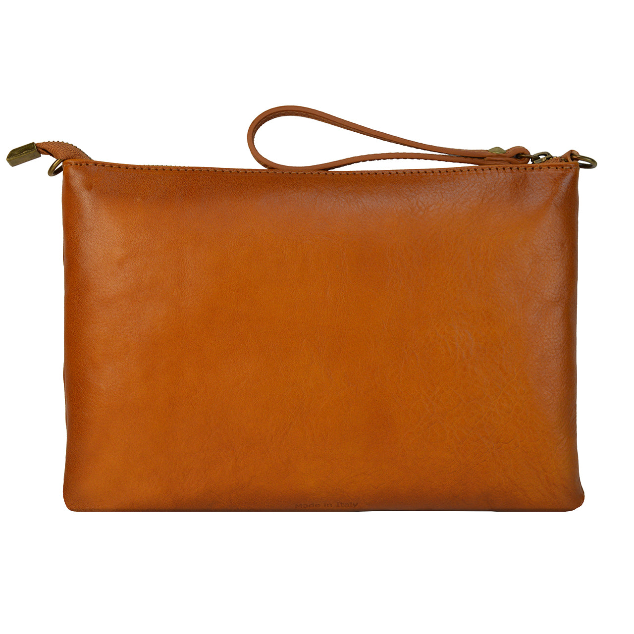 Pratesi Montebonello Clutch on Belt 20cm in Vegetable-Dyed Leather - Cognac