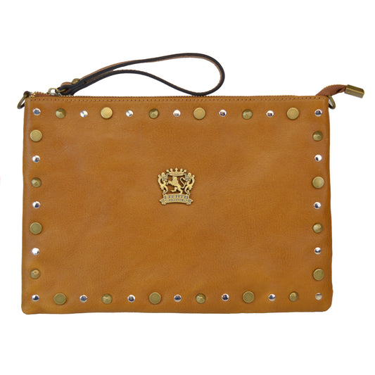 Pratesi Montebonello Leather Clutch in Vegetable-Dyed Leather - Cognac