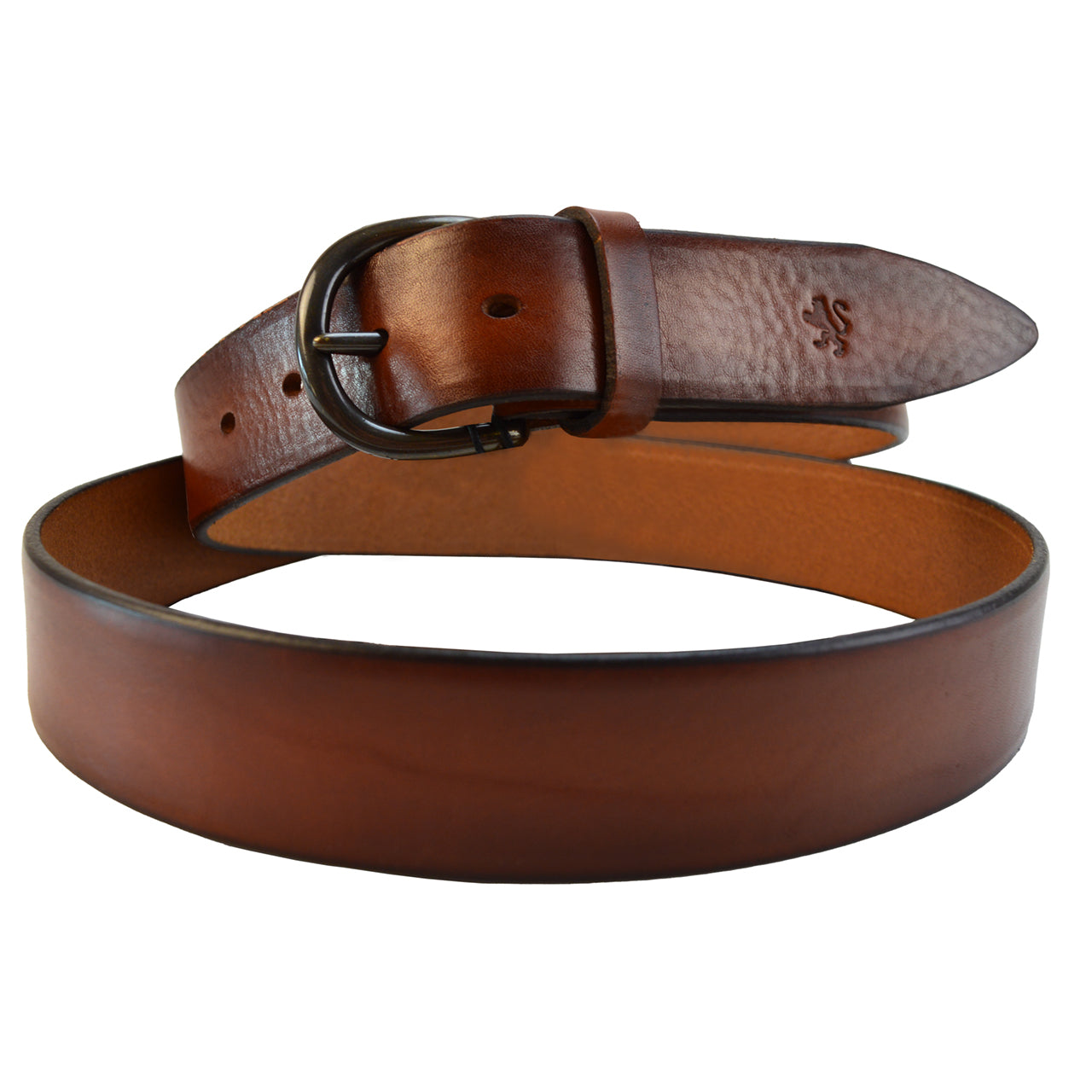 Cinturón Pratesi B005 de piel teñida vegetal - Marrón