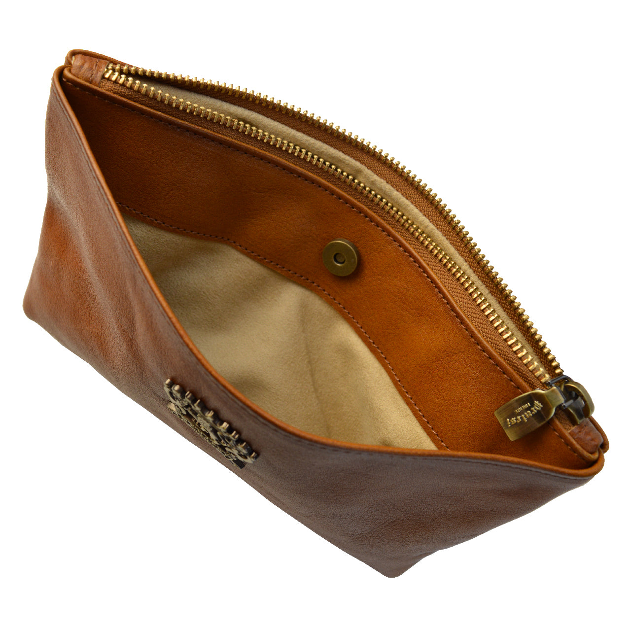 Pratesi Ciliana 植物染色皮革手拿包 - 棕色