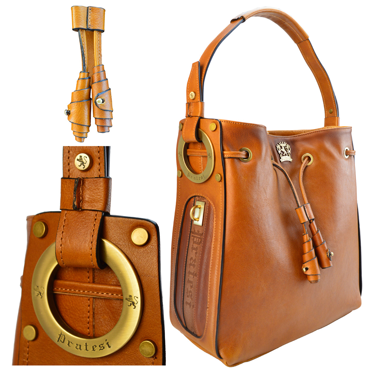 Pratesi Viareggio B251 Woman Bag in cow leather - Bruce Cognac - LQE2