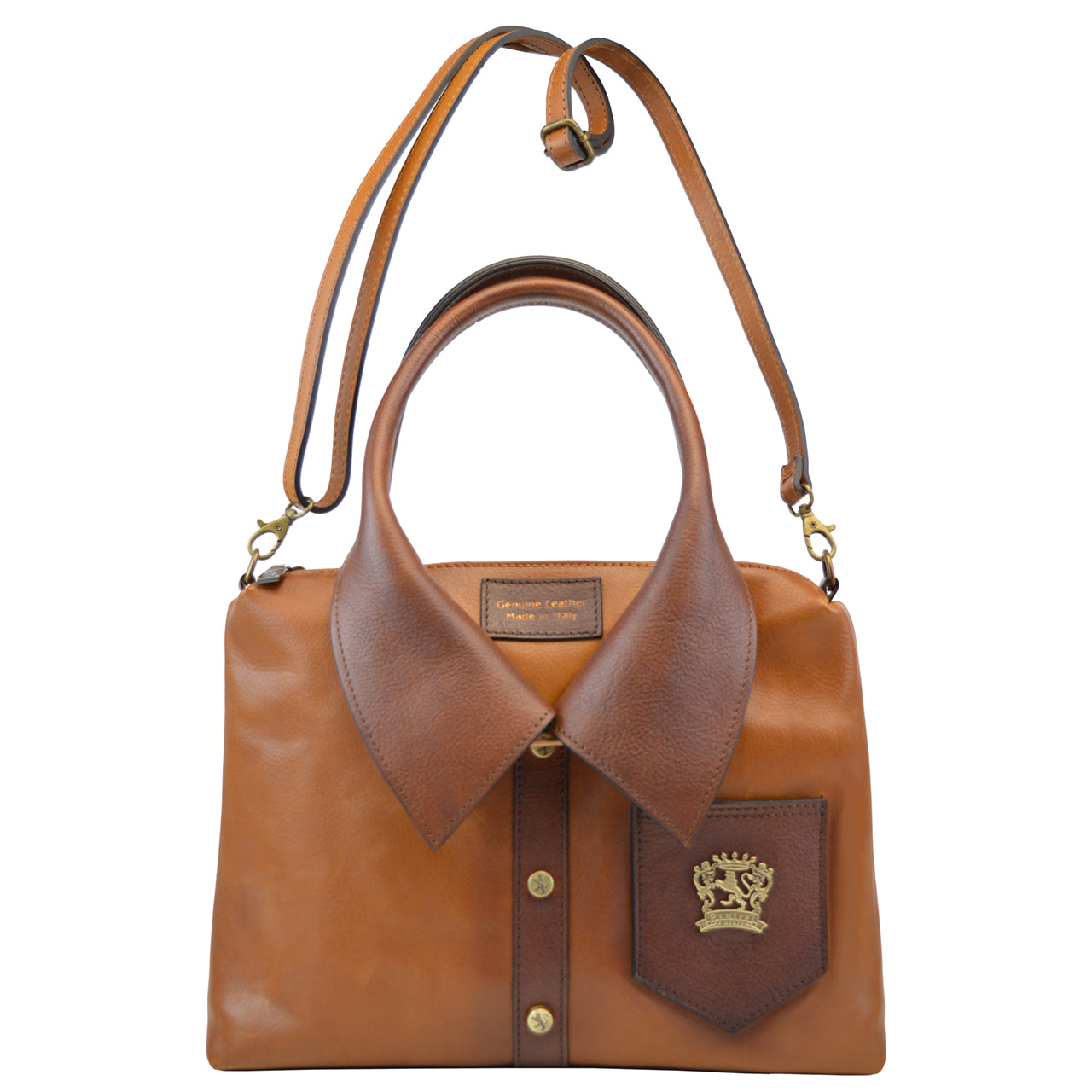 Pratesi Camicia Handbag in Vegetable-Dyed Italian Leather - Cognac