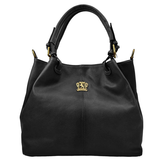 Pratesi Collodi Small, Woman Bag in full grain leather - Bruce Black - LQE2