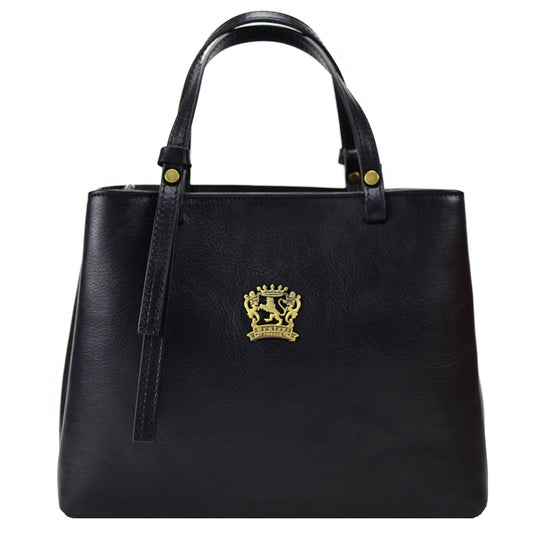 Pratesi Camperiti Ladies Handbag in Genuine Italian Vegetable Dyed Leather - Black