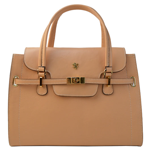 Sac à main Pratesi Baratti en cuir italien teint aux végétaux - Rose clair