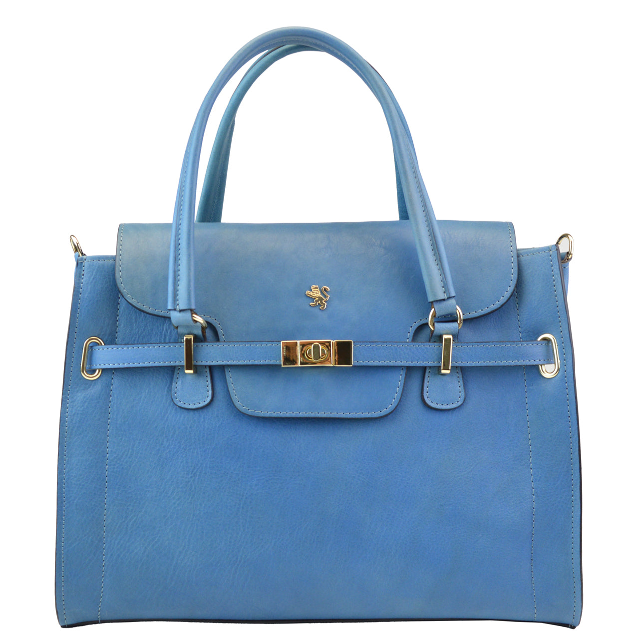 Pratesi Baratti Handbag B305 in Genuine Leather - Bruce Sky Blue - LQE2