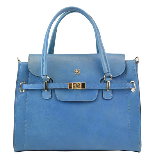 Pratesi Baratti Handbag B305 in Genuine Leather - Bruce Sky Blue - LQE2