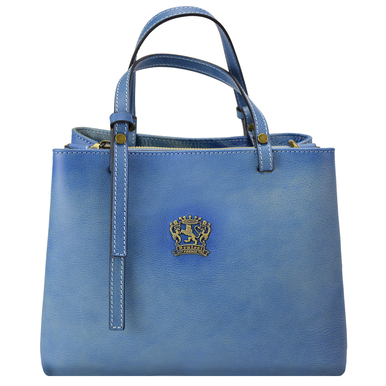 Pratesi Camperiti Ladies Handbag in Genuine Italian Vegetable Dyed Leather - Sky Blue