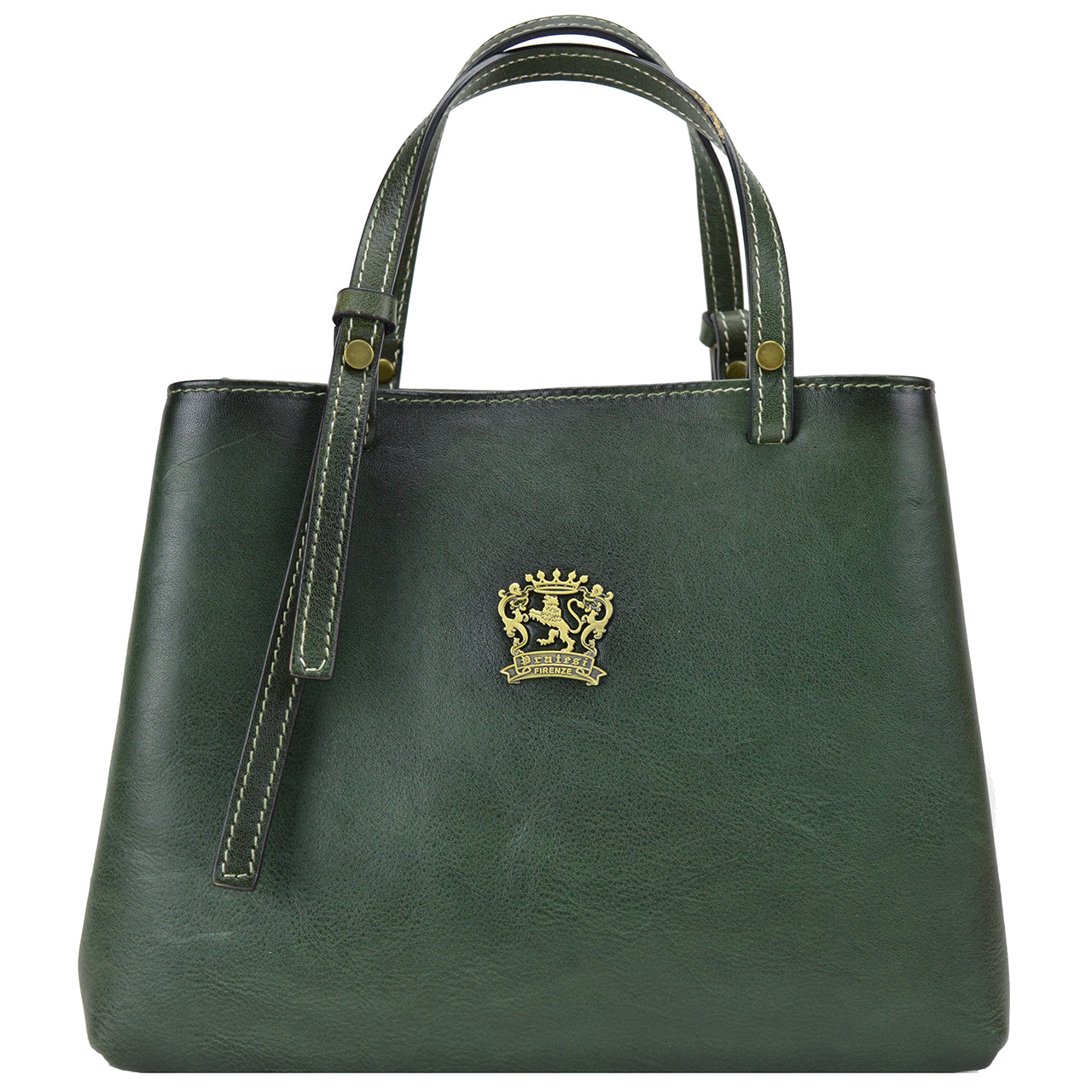 Pratesi Camperiti Ladies Handbag in Genuine Italian Vegetable Dyed Leather - Dark Green