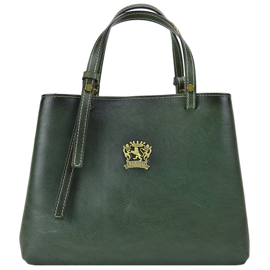 Pratesi Camperiti Ladies Handbag in Genuine Italian Vegetable Dyed Leather - Dark Green