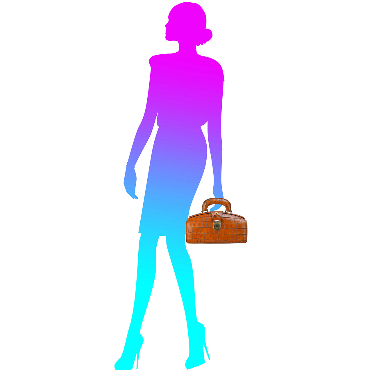 Pratesi Lady Brunelleschi Woman Bag in Italian Croco-Embossed Leather - Pink